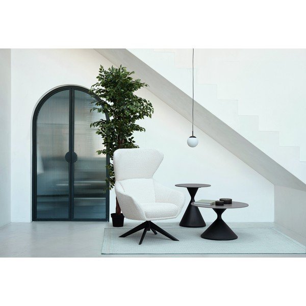 Măsuță de cafea neagră rotundă cu blat cu aspect de marmură ø 70 cm Joona – Bizzotto-image-1