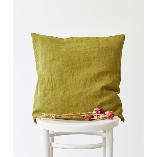 Față de pernă din in 50x50 cm Moss Green – Linen Tales