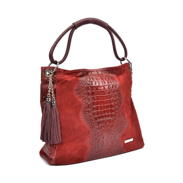 Geantă din piele Luisa Vannini Marsala, roșu-image-2