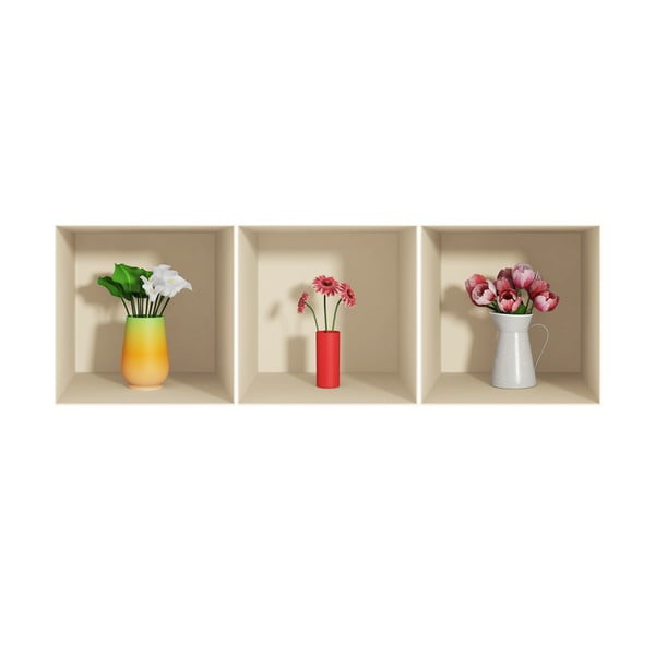 Set 3 autocolante cu efect 3D Fanastick Flowers-image-1