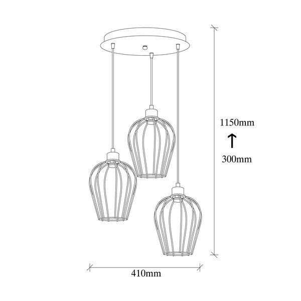 Lustră de 3 becuri Opviq lights Tel, negru-image-3