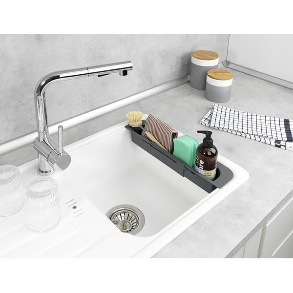 Scurgător telescopic pentru chiuvetă gri din plastic 49,5x8,5 cm Fino – Wenko-image-1