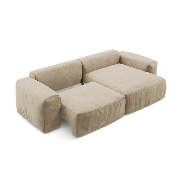 Colțar maro deschis extensibil cu tapițerie din chenille (cu colț pe partea dreaptă/cu șezlong) Kuki – Makamii-image-4