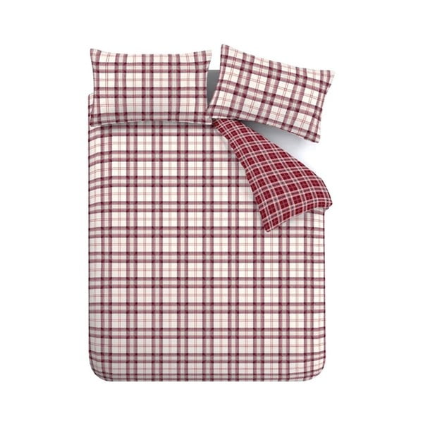 Lenjerie de pat burgundy pentru pat dublu/extinsă 230x220 cm Kelso Check – Catherine Lansfield