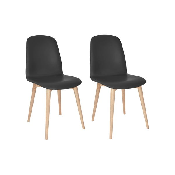 Set 2 scaune cu picioare din lemn masiv de stejar WOOD AND VISION Classic, negru antracit