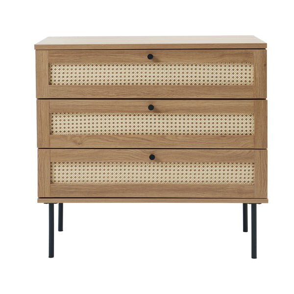 Comodă în culoare naturală joasă cu aspect de lemn de stejar 80x75 cm Pensacola – Unique Furniture