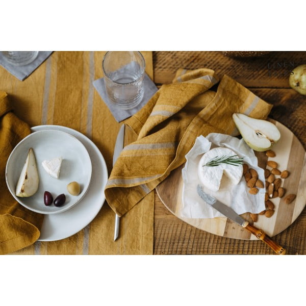 Șervețele 2 buc. din in Amber Bronze Stripes – Linen Tales-image-1