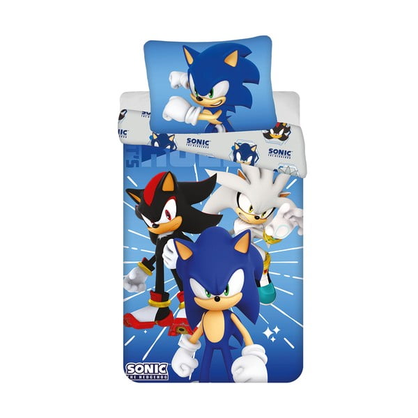 Lenjerie de pat pentru copii albastră din microfibră pentru pat de o persoană 140x200 cm Sonic – Jerry Fabrics
