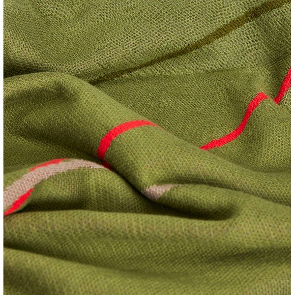 Pătură de bumbac verde 200x140 cm Outline - Hübsch-image-1