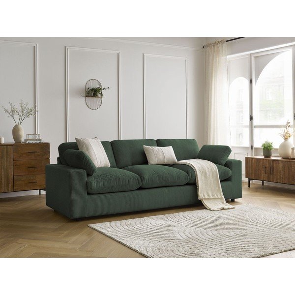 Canapea verde cu tapițerie din catifea reiată  250 cm Belair – Bobochic Paris-image-4