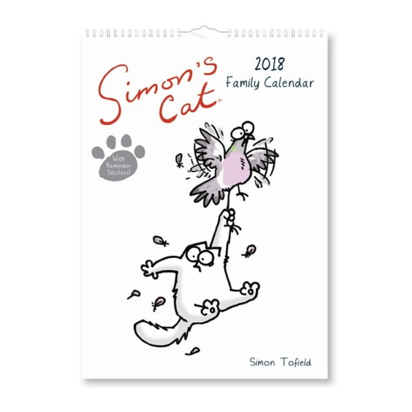 Calendar de perete pentru anul 2018 cu notițe adezive Portico Designs Simon's Cat, A3