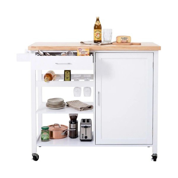 Măsuță de servire cu roți din lemn de arbore de cauciuc 48x105 cm Frankfurt – Premier Housewares-image-4