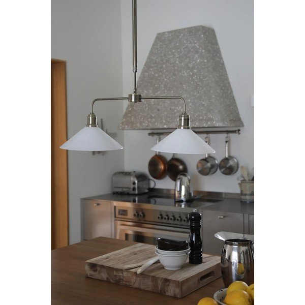 Lustră albă/alămie din metal cu abajur din sticlă Vela – Markslöjd-image-1