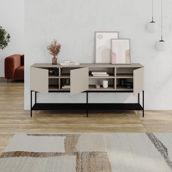 Comodă neagră/crem 180x80x40 cm Amira – Marckeric-image-3