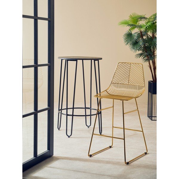 Scaun de bar auriu din metal District – Premier Housewares-image-3