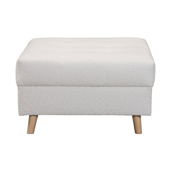 Taburet alb cu tapițerie din stofă bouclé Ariella – Ropez-image-3