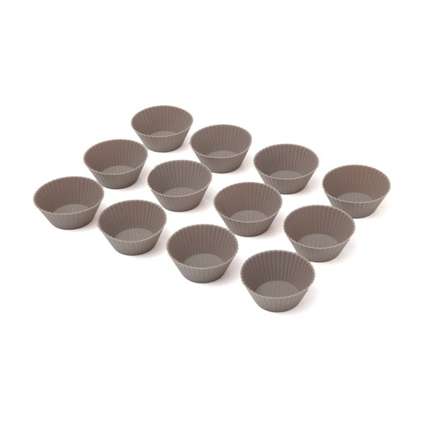 Set 12 forme din silicon pentru brioșe Mini Grey Cupcakes