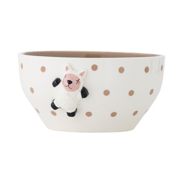 Bol pentru copii alb/maro din gresie ø 14 cm Dolly – Bloomingville Mini