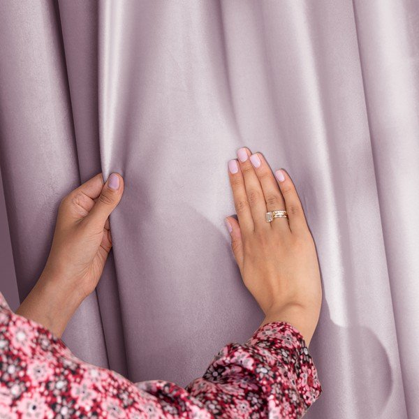 Draperie roz-deschis dimout (semi-opacă) din catifea 140x270 cm Pleat – Restilo-image-4