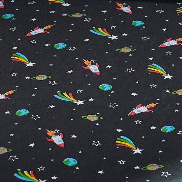 Cearceaf pentru copii negru pentru pătuț cu elastic 70x140 cm Rainbow Rockets – Catherine Lansfield-image-2