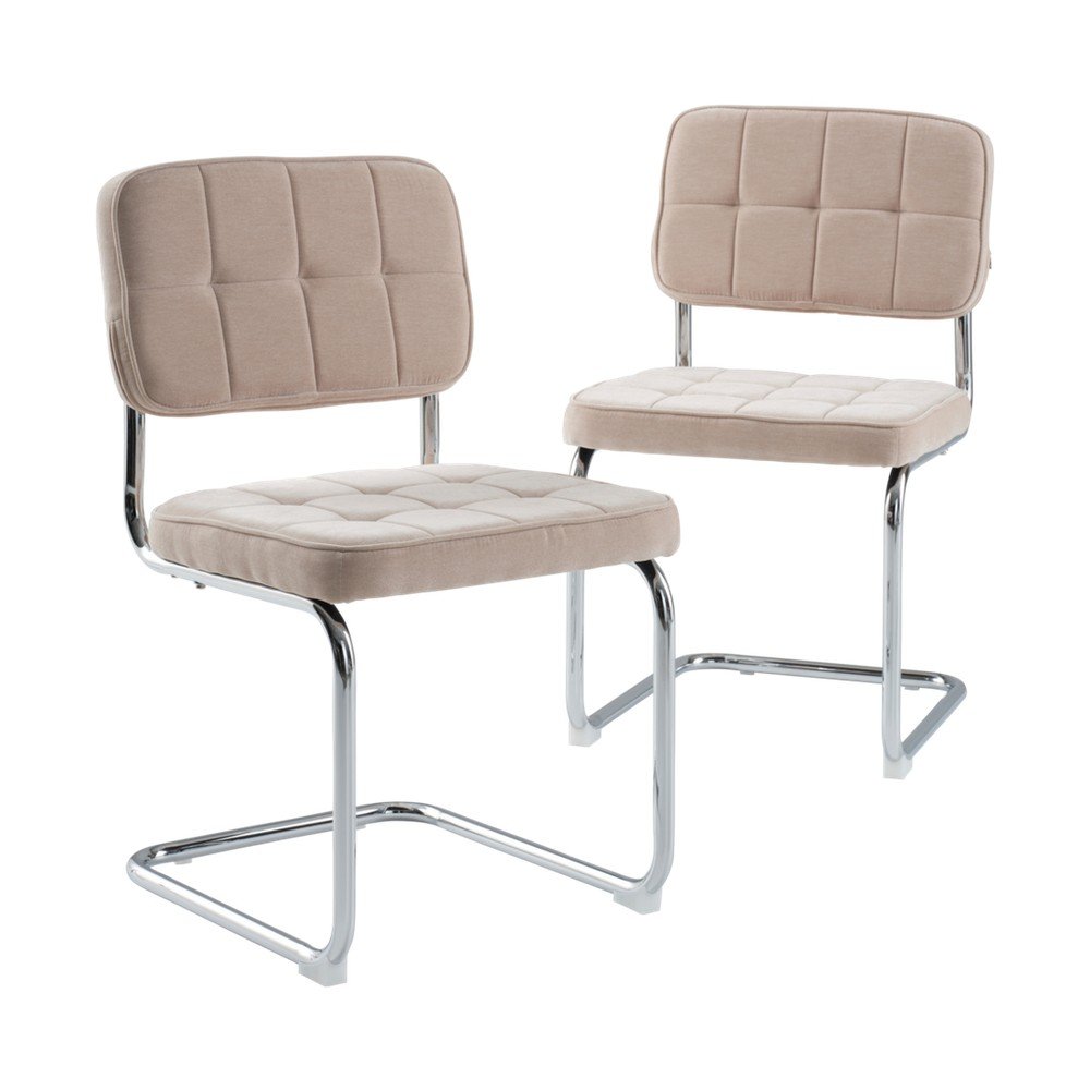 Scaune de dining bej balansoar 2 buc. din metal Heden – Jotex