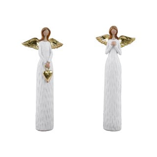 Set de 2 figurine albe de Crăciun Ego Dekor Angel Anna