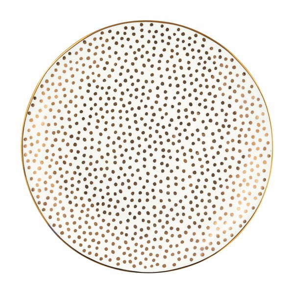 Farfurie Green Gate Dot, ⌀ 21 cm, alb-auriu