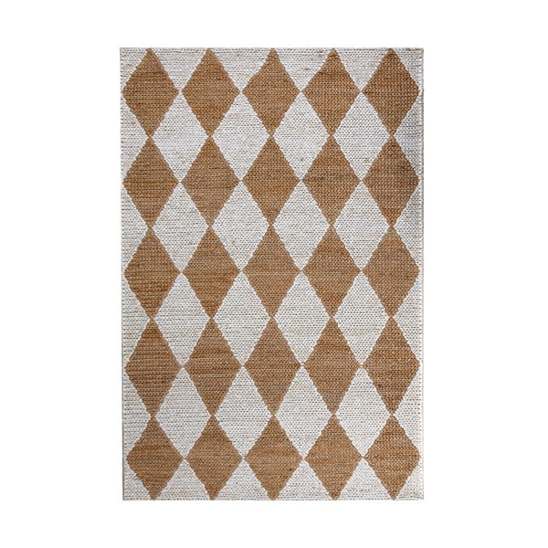 Covor alb-în culoare naturală țesut manual din amestec de iută 160x230 cm Effie Diamond – Flair Rugs