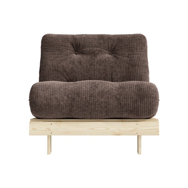 Fotoliu maro închis extensibil de tip futon cu tapițerie din catifea reiată Roots – Karup-image-3