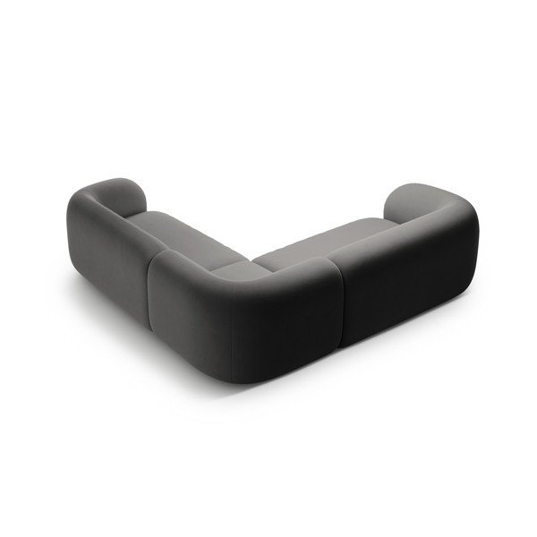 Colțar gri închis cu tapițerie din catifea Kate – Micadoni -image-2