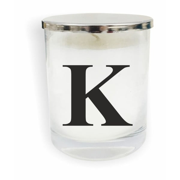 Lumânare North Carolina Scandinavian Home Decors Monogram Glass Candle K, alb - negru