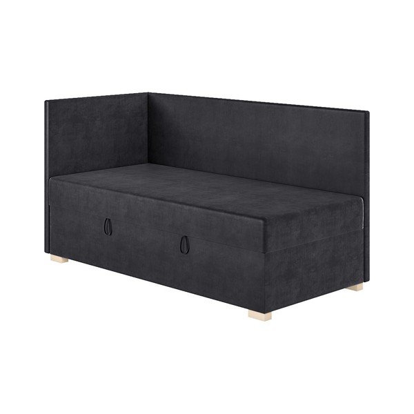 Pat pentru copii  albastru închis pe colț cu spațiu de depozitare cu saltea 90x200 cm Flexi – Ghado-image-4