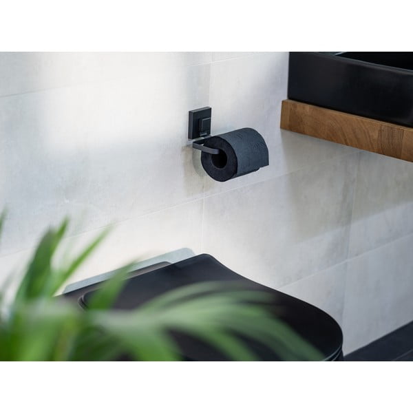 Suport pentru hârtie igienică negru autoadeziv din oțel inoxidabil Quadro – Wenko-image-4
