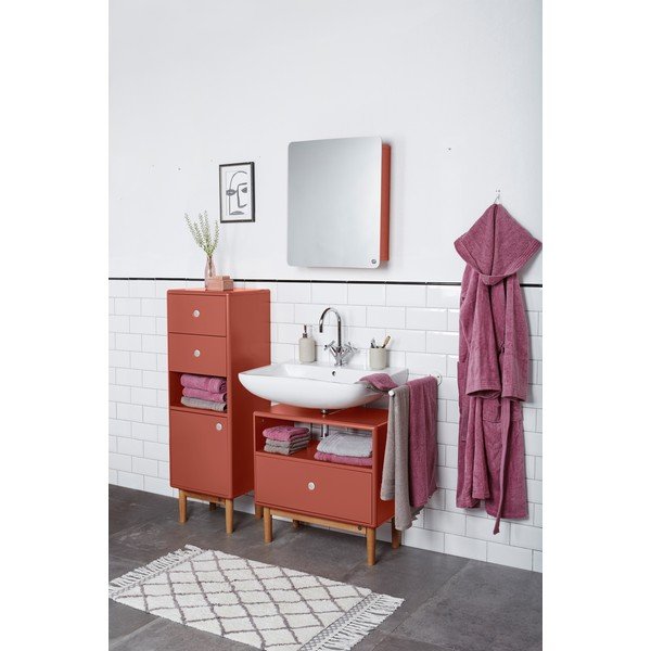 Dulap baie de perete cu oglindă Tom Tailor Color Bath, roșu-image-1