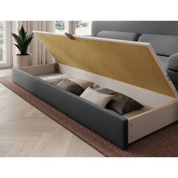 Canapea taupe extensibilă/cu spațiu de depozitare cu tapițerie din catifea 236 cm Elioss – ELTAP-image-4