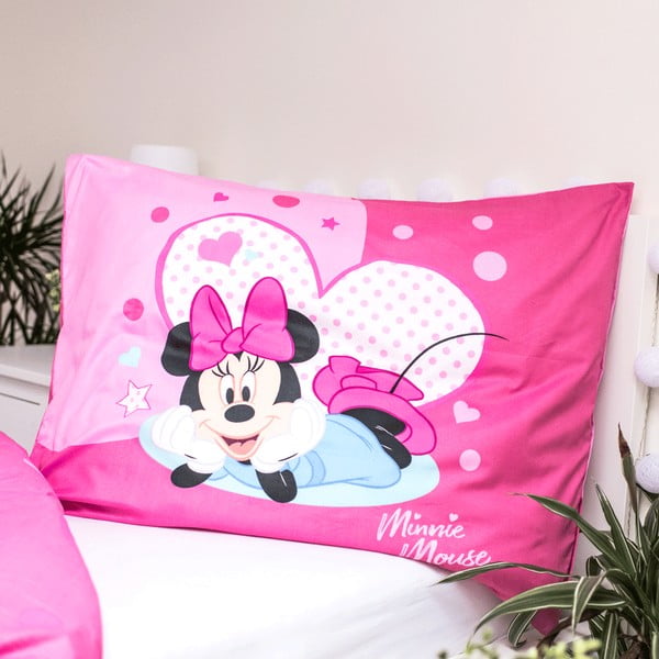 Lenjerie de pat pentru copii din microfibră pentru pat de o persoană 140x200 cm Minnie Sweet Like Me – Jerry Fabrics-image-3