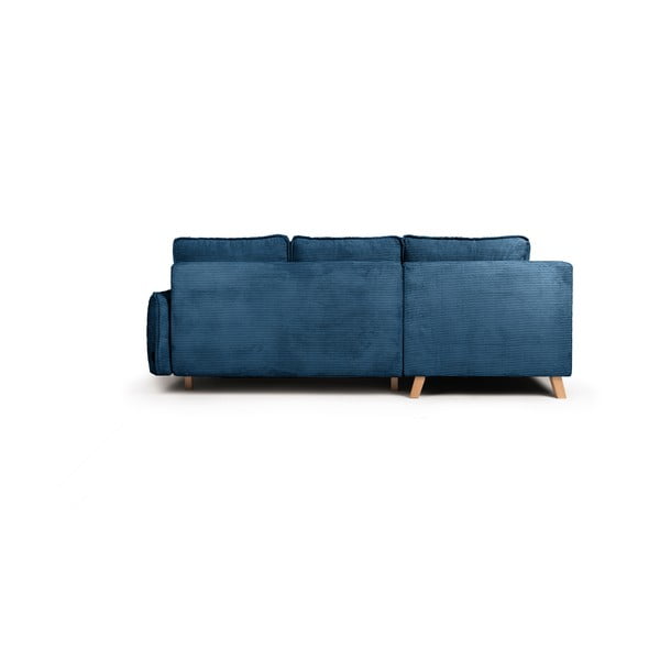 Colțar albastru extensibil cu tapițerie din catifea reiată  (cu colț pe partea stângă ) Tori – Bonami Selection-image-4