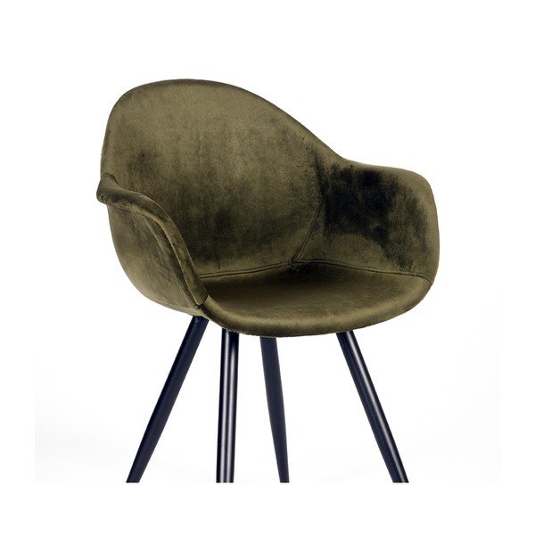 Scaune de dining kaki 2 buc. din catifea Forli – LABEL51-image-4