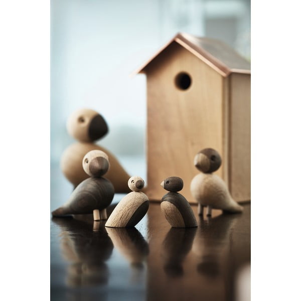 Set 2 statuete din lemn masiv de stejar Kay Bojesen Denmark Pair of Sparrows-image-2