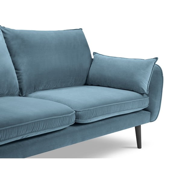 Canapea cu tapițerie din catifea Kooko Home Lento, 198 cm, albastru deschis-image-4