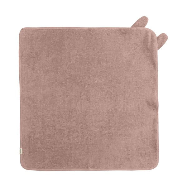Prosop cu glugă pentru copii roz/maro din bumbac 75x75 cm Rabbit – Kindsgut-image-2