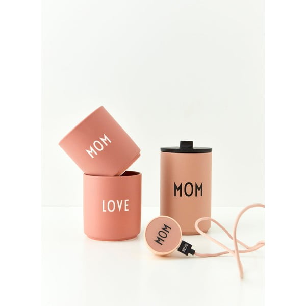 Cană roz/bej din porțelan 300 ml Mom – Design Letters-image-3