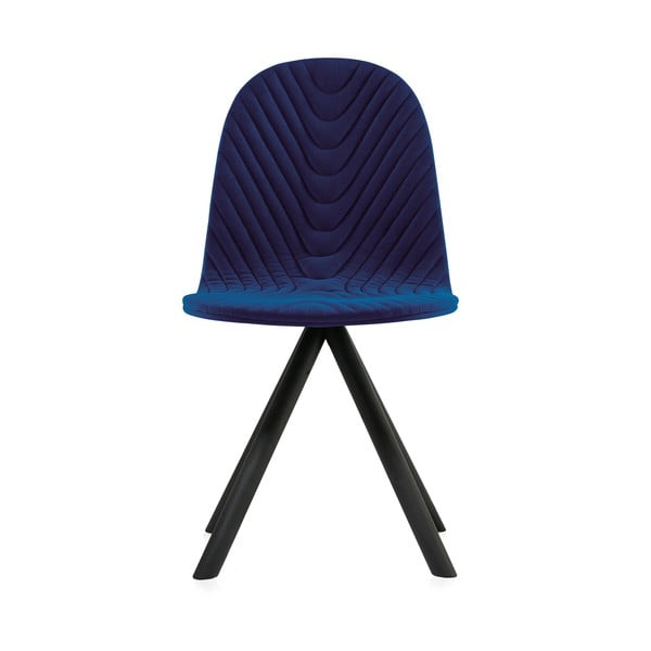 Scaun cu picioare negre Iker Mannequin Wave, albastru închis