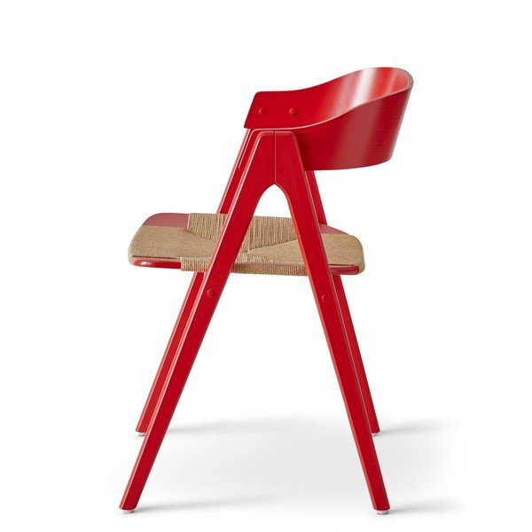Scaun din lemn de fag și șezut din ratan Findahl by Hammel Mette, roșu-image-1