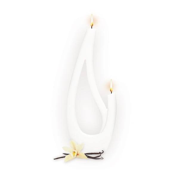 Lumânare parfumată Alusi Saba Grande, aromă de vanilie, alb, 12 ore