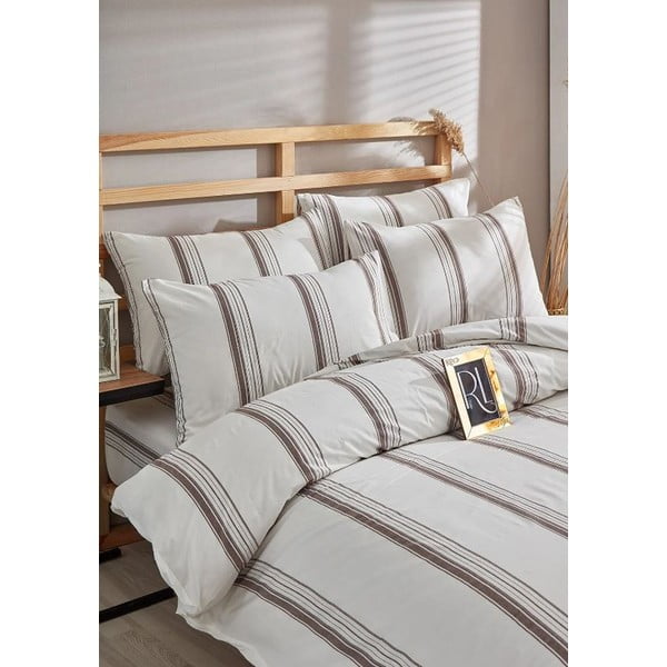 Lenjerie de pat maro-bej din bumbac pentru pat dublu-extinsă 200x220 cm – Mila Home-image-2