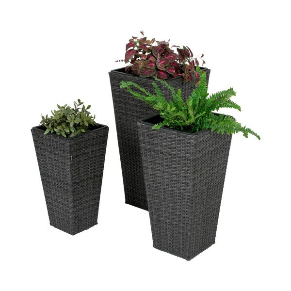 Ghivece 3 buc. din ratan artificial Camelia – Garden Pleasure-image-1
