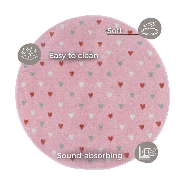 Covor pentru copii roz ø 100 cm Little Hearts – Hanse Home-image-4