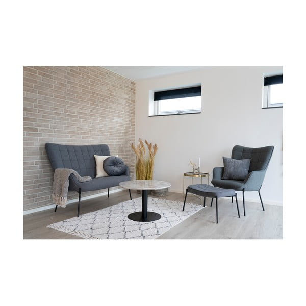 Măsuță de cafea albă/neagră rotundă cu blat cu aspect de marmură 70x70 cm Bolzano – House Nordic-image-4
