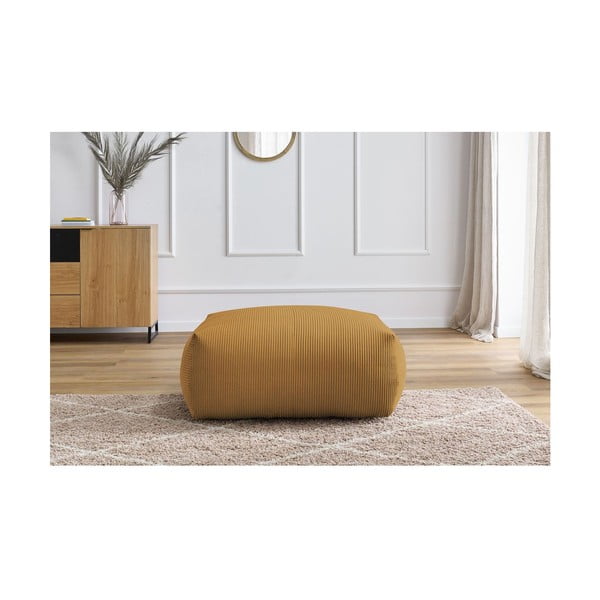 Taburet galben cu tapițerie din catifea reiată Voltaire – Bobochic Paris-image-1